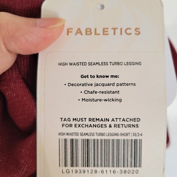NEW Fabletics High Waisted Seamless Turbo Legging Black Cherry/Petal Size XS - Picture 10 of 12